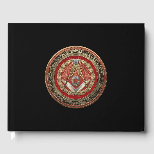 [100] Master Mason - Gold Square & Compass Gastenboek (Voorkant)