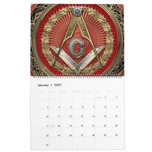 [100] Master Mason - Gold Square & Compass Kalender (Jan 2027)