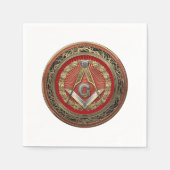 [100] Master Mason - Gold Square & Compass Servet (Voorkant)