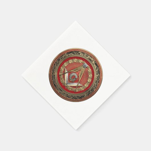 [100] Master Mason - Gold Square & Compass Servet (Hoek)