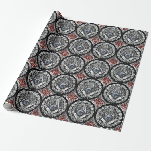 [100] Master Mason - Silver Square & Compass Cadeaupapier (Uitgerold)