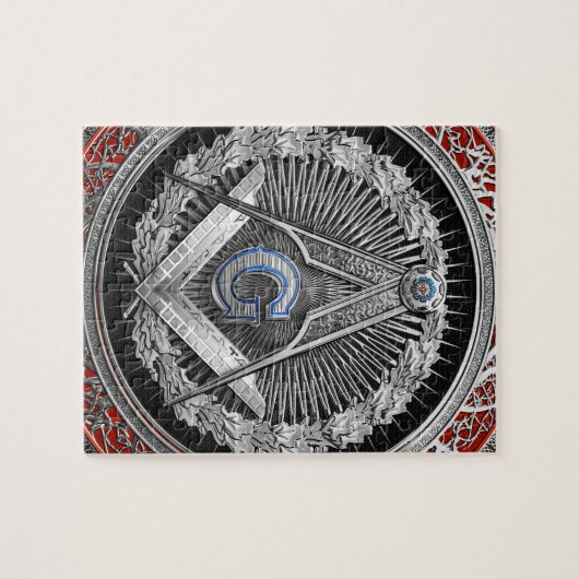 [100] Master Mason - Silver Square & Compass Legpuzzel (Horizontaal)