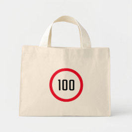 100 Max Snelheidslimiet Rood teken | Kleine Canvas Mini Tote Bag