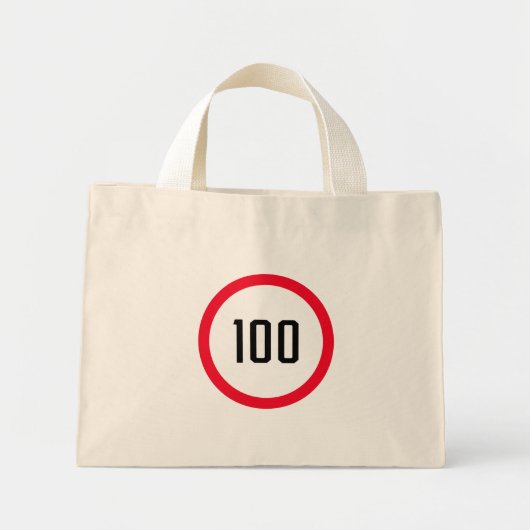100 Max Snelheidslimiet Rood teken | Kleine Canvas Mini Tote Bag (Voorkant)
