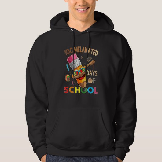 100 Melanated Days Of School African American Dabb Hoodie (Voorkant)