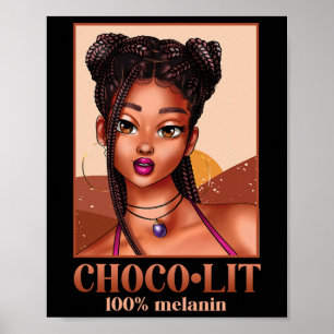 100% Melanin Meisje Vrouw Zwart Geschiedenis Maand Poster