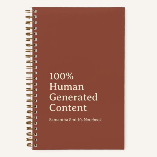 100% menselijk gegenereerde inhoud op maat geperso notitieboek (Voorkant)