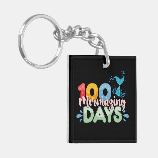 100 Mermazing Dagen 100e Dag van School Zeemeermin Sleutelhanger (Voorkant Links)