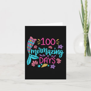 100 Mermazing Dagen van School Mermaid Tail Girl T Kaart