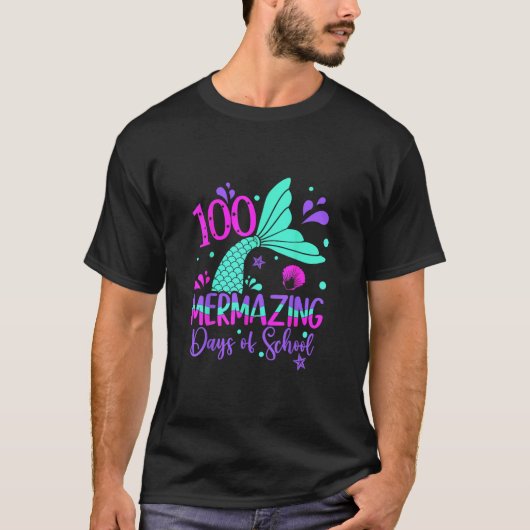 100 Mermazing Days Mermaid 100th Day of School Gir T-shirt (Voorkant)