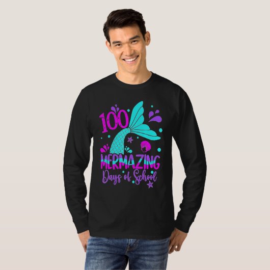 100 Mermazing Days Of School Cute Mermaid 100th Da T-shirt (Voorkant volledig)