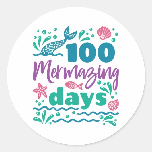 100 Mermazing Days of School Mermaid Ronde Sticker (Voorkant)