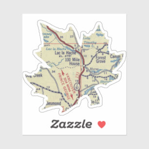 100 Mile House BC 50's Map Sticker