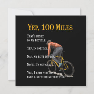 100 miles Bike Biking Cycling Biclist Bicycle Gift Kaart