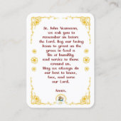 100 Mini St. John Neumann Heilige Kaarten Visitekaartje (Achterkant)