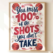 100% Miss: Basketbal Motivatie Poster