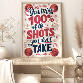 100% Miss: Basketbal Motivatie Poster