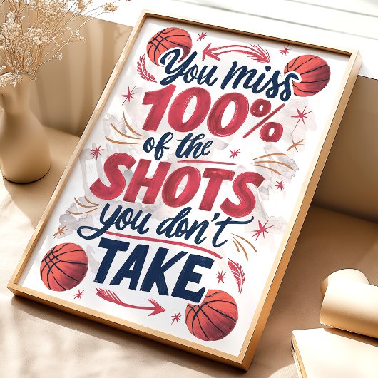 100% Miss: Basketbal Motivatie Poster
