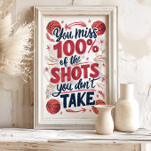 100% Miss: Basketbal Motivatie Poster