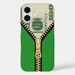 $100 Money Zipper iPhone 16 Hoesje
