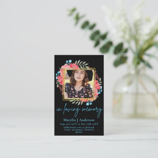 100 Mooie Bloemige Gebed Rouwdienst Herdenkings FO Visitekaartje (Staand voorkant)