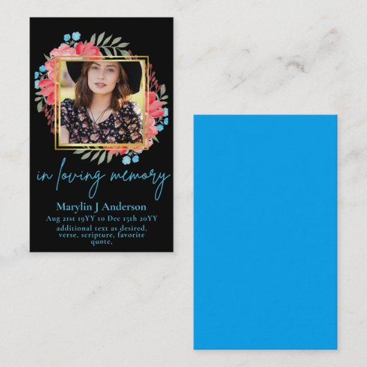 100 Mooie Bloemige Gebed Rouwdienst Herdenkings FO Visitekaartje (Voorkant / Achterkant)