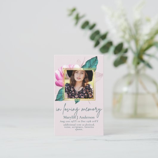 100 Mooie Bloemige Gebed Rouwdienst Herdenkings FO Visitekaartje (Staand voorkant)