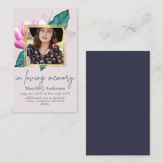 100 Mooie Bloemige Gebed Rouwdienst Herdenkings FO Visitekaartje (Voorkant / Achterkant)