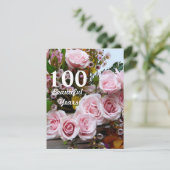 100 mooie jaren! - Birthday Party/roze rozen Kaart (Staand voorkant)