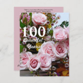 100 mooie jaren! - Birthday Party/roze rozen Kaart (Voorkant / Achterkant)