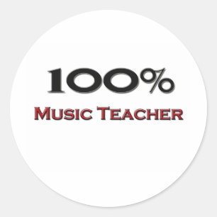 100 % muziekdocent ronde sticker