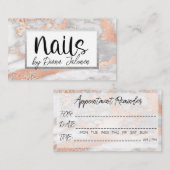 100 Nails Afspraak Herinnering Roos Marmer Visitekaartje (Voorkant / Achterkant)