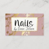 100 Nails Afspraak Herinnering Roos Marmer Visitekaartje (Voorkant)