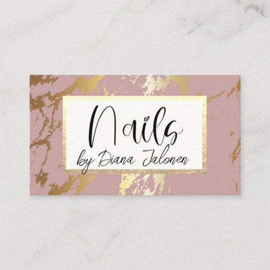 100 Nails Afspraak Herinnering Roos Marmer Visitekaartje (Voorkant)