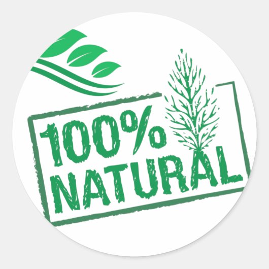 100% natuurlijk ronde sticker (Voorkant)