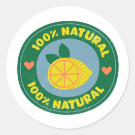 100% Natuurlijke Citroen symbool Button Ronde Sticker