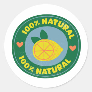 100% Natuurlijke Citroen symbool Button Ronde Sticker