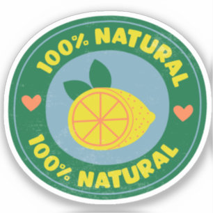 100% Natuurlijke Citroen symbool Button Sticker