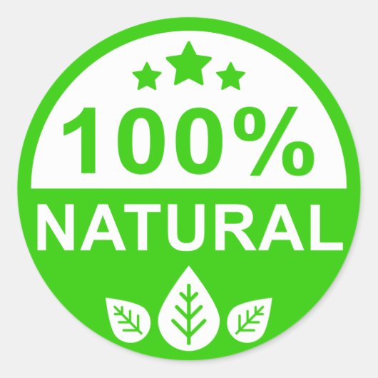 100% Natuurlijke groene Boerderij Ronde Sticker (Voorkant)