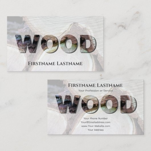 100 % natuurlijke houten houten letters visitekaartje (Voorkant / Achterkant)