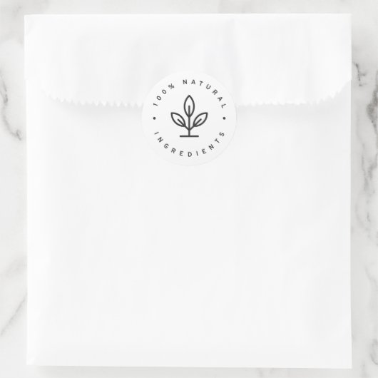 100% natuurlijke ingrediënten ronde sticker (Tas)