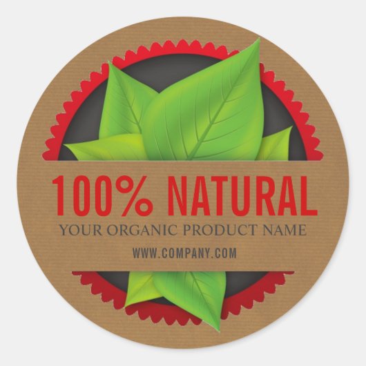 100% natuurlijke kruidenorganische producten ronde sticker (Voorkant)