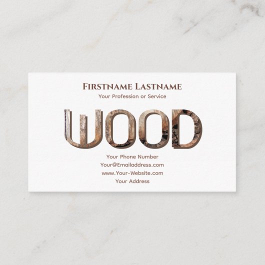 100% natuurlijke organische houten letters houten visitekaartje (Achterkant)