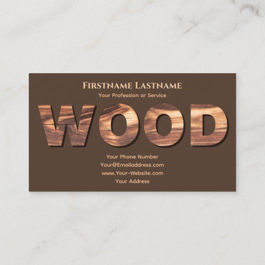 100% natuurlijke organische houten letters in hout visitekaartje (Achterkant)