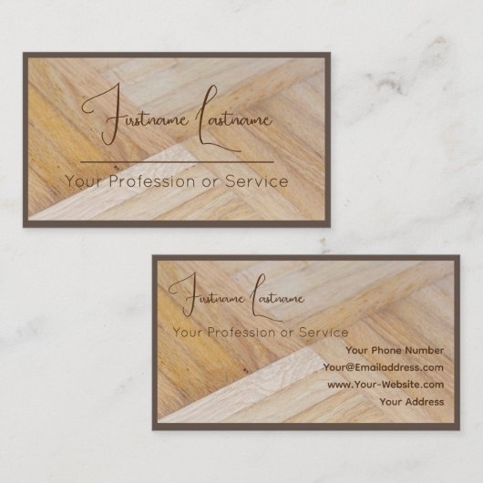 100% natuurlijke parketvloeren op basis van organi visitekaartje (Voorkant / Achterkant)