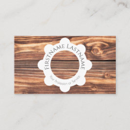 100% natuurlijke witte cirkels met organische hout visitekaartje