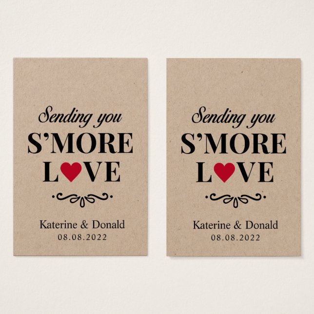 100 No Hole S'more Love Premium Kraft Labels Visitekaartje (Voorkant /achterkant)