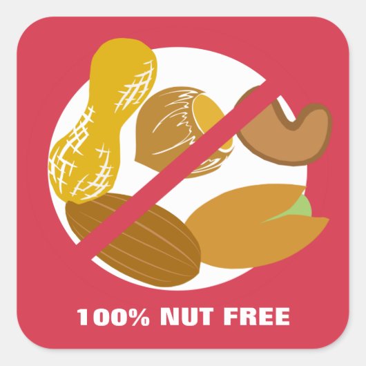 100% notenvrij voedsel allergie alert Stickers (Voorkant)