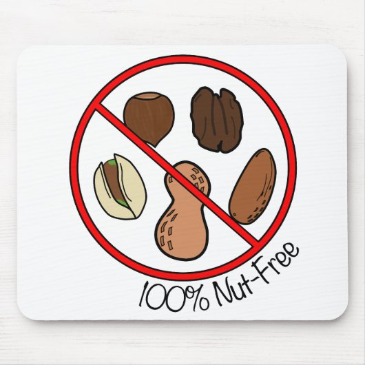 100% Nut Free (boomnoten en pinda's) Muismat (Voorkant)