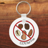100% Nut Free (boomnoten en pinda's) Sleutelhanger (Voorkant)